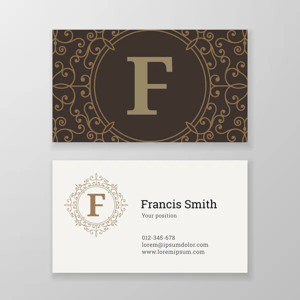 비즈니스 카드 장식 상징 편지 F 서식 파일 디자인. — 스톡 벡터