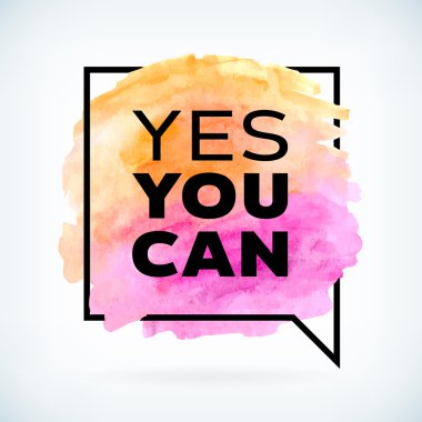 Soyut suluboya tasarım konuşma balonu motivasyon metinle