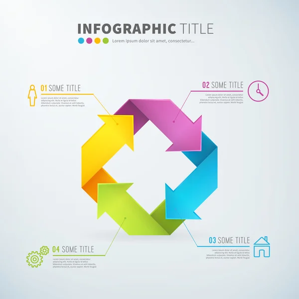 Infografica aziendale ruotare freccia segno tempo giri Illustrazioni Stock Royalty Free