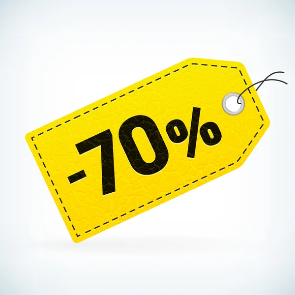 Couro amarelo detalhou etiquetas de preço de venda 70% —  Vetores de Stock
