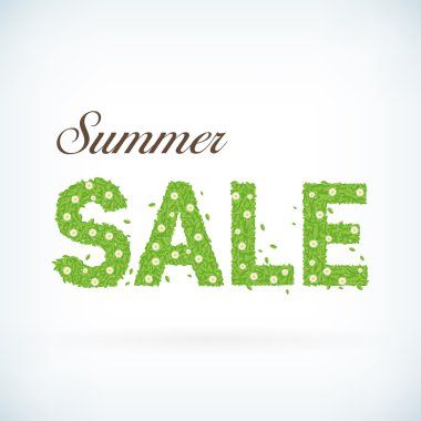 Yaz Satılık iş arka plan posteri ile yapraklar ve papatya