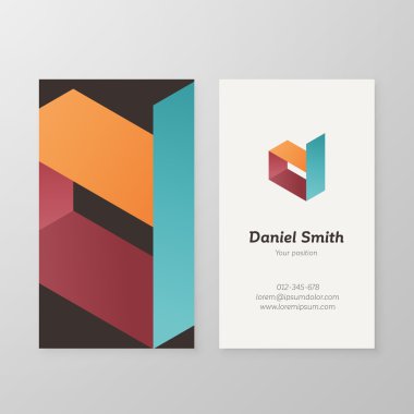Kartvizit izometrik logosu D harfi vektör şablonu.