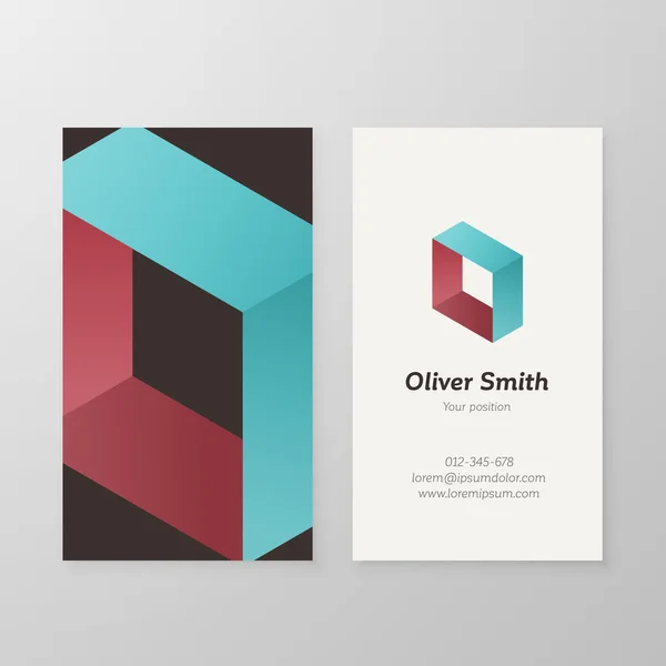 Business card isometric logo letter O vector template. — Stock Vector