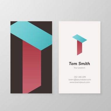 Business card isometric logo letter T vector template. clipart