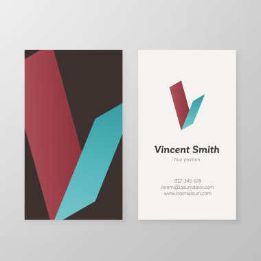 Business card isometric logo letter V vector template. clipart