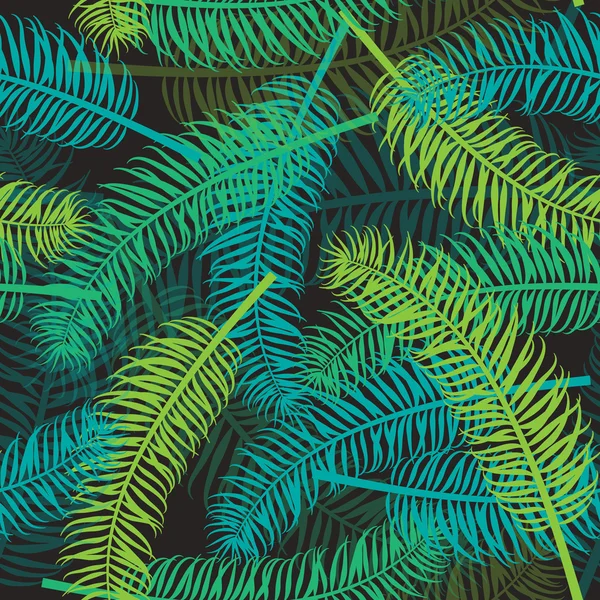 Motif de feuilles de palmier sans couture sur fond sombre . Vecteurs De Stock Libres De Droits
