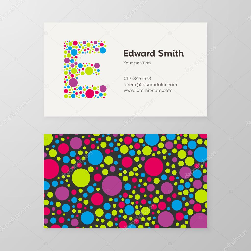 Modern letter E circle Business card template