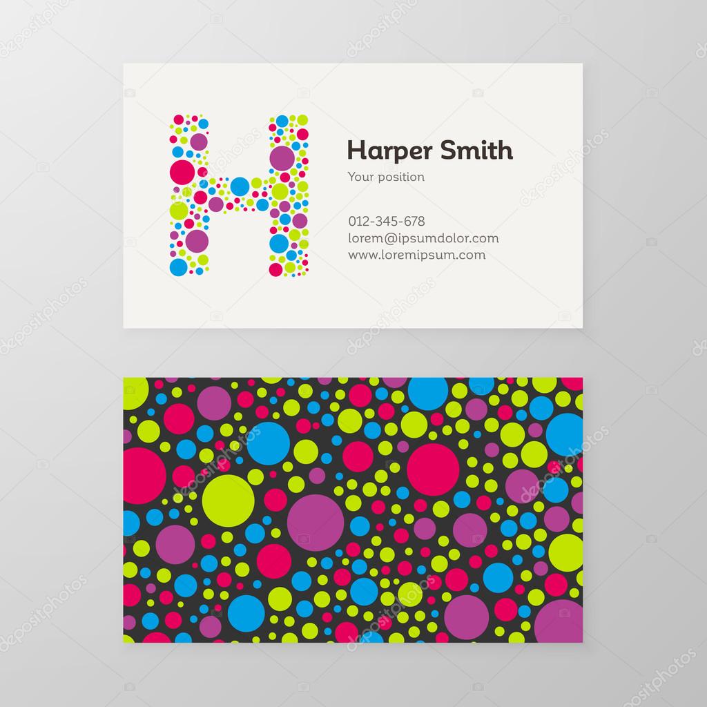 Modern letter H circle colorful Business card template. Vector design. Layered, editable.