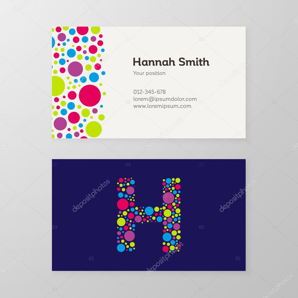 Modern letter H circle colorful Business card template. Vector design. Layered, editable.