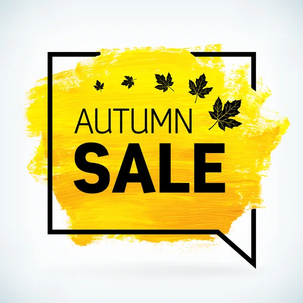 Yellow hand paint artistic dry brush stroke autumn sale. — Stock Vector