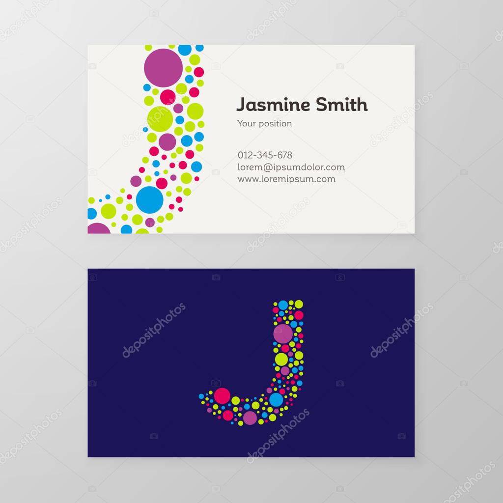 Modern letter J circle Business card template