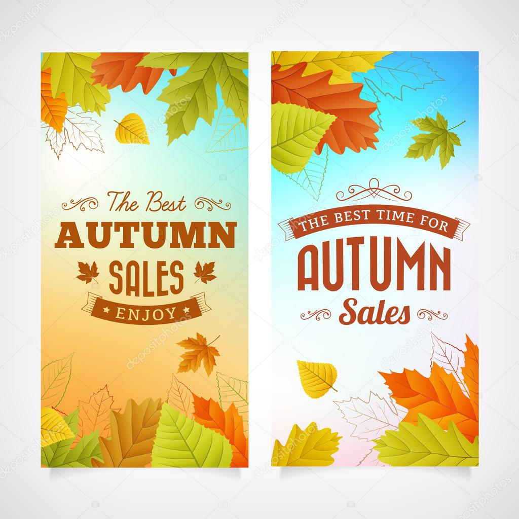 set autumn sales business banners 