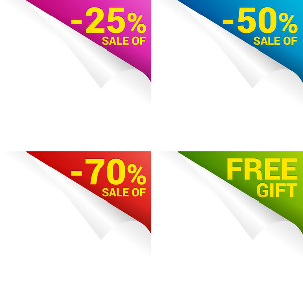 set paper page curl corner price sale 