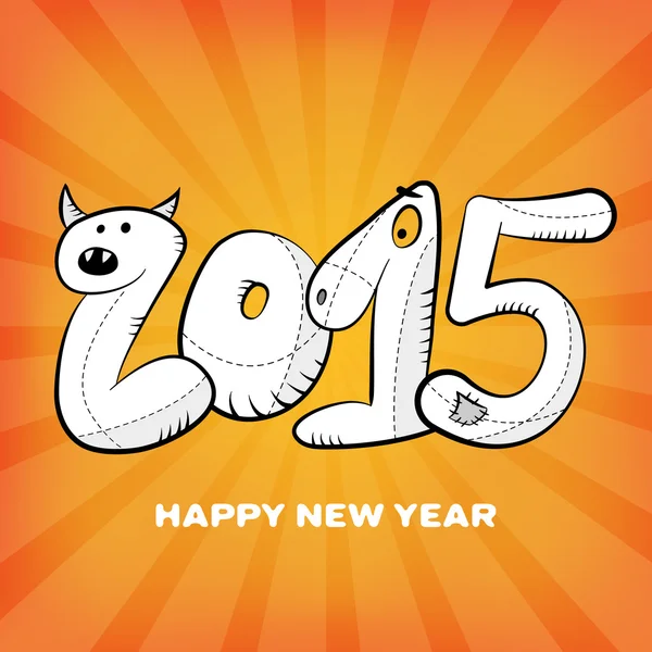 Feliz año nuevo 2015 tarjeta de felicitación dibujada a mano cartel — Vector de stock