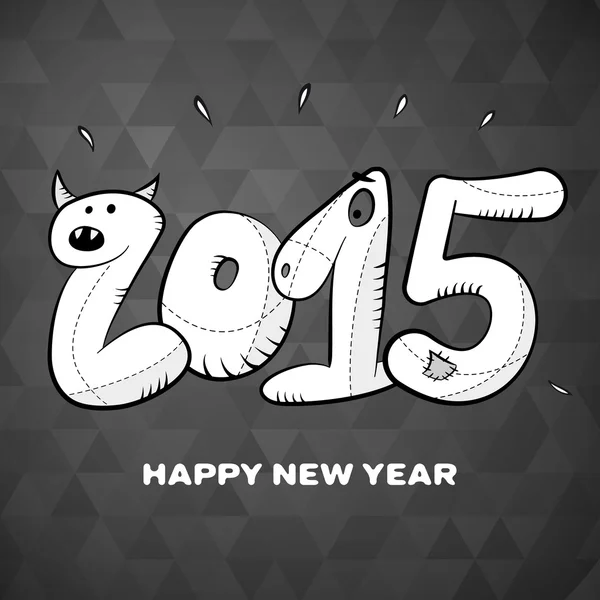 Feliz año nuevo 2015 tarjeta de felicitación dibujada a mano cartel — Vector de stock