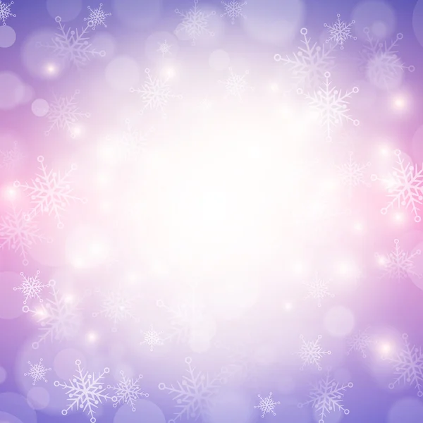 Noël hiver fond bokeh lumière avec flocon de neige — Image vectorielle