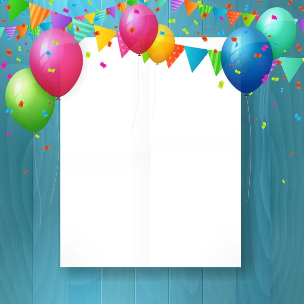 Tarjeta de felicitación feliz cumpleaños vacía con globos . — Vector de stock