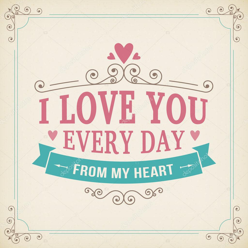 Valentine and wedding typography greeting card vintage curl background