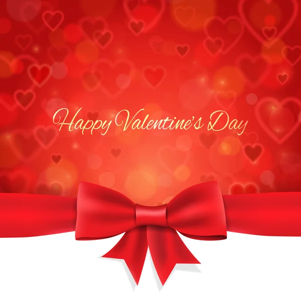 Happy Valentine 's Day background with ribbon and bow — стоковый вектор