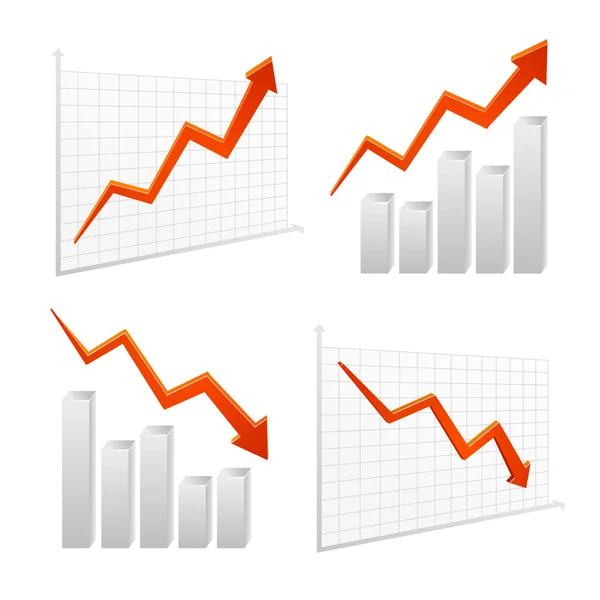 Ustawić wektor wykres wykres pozytywne, negatywne paź — Wektor stockowy
