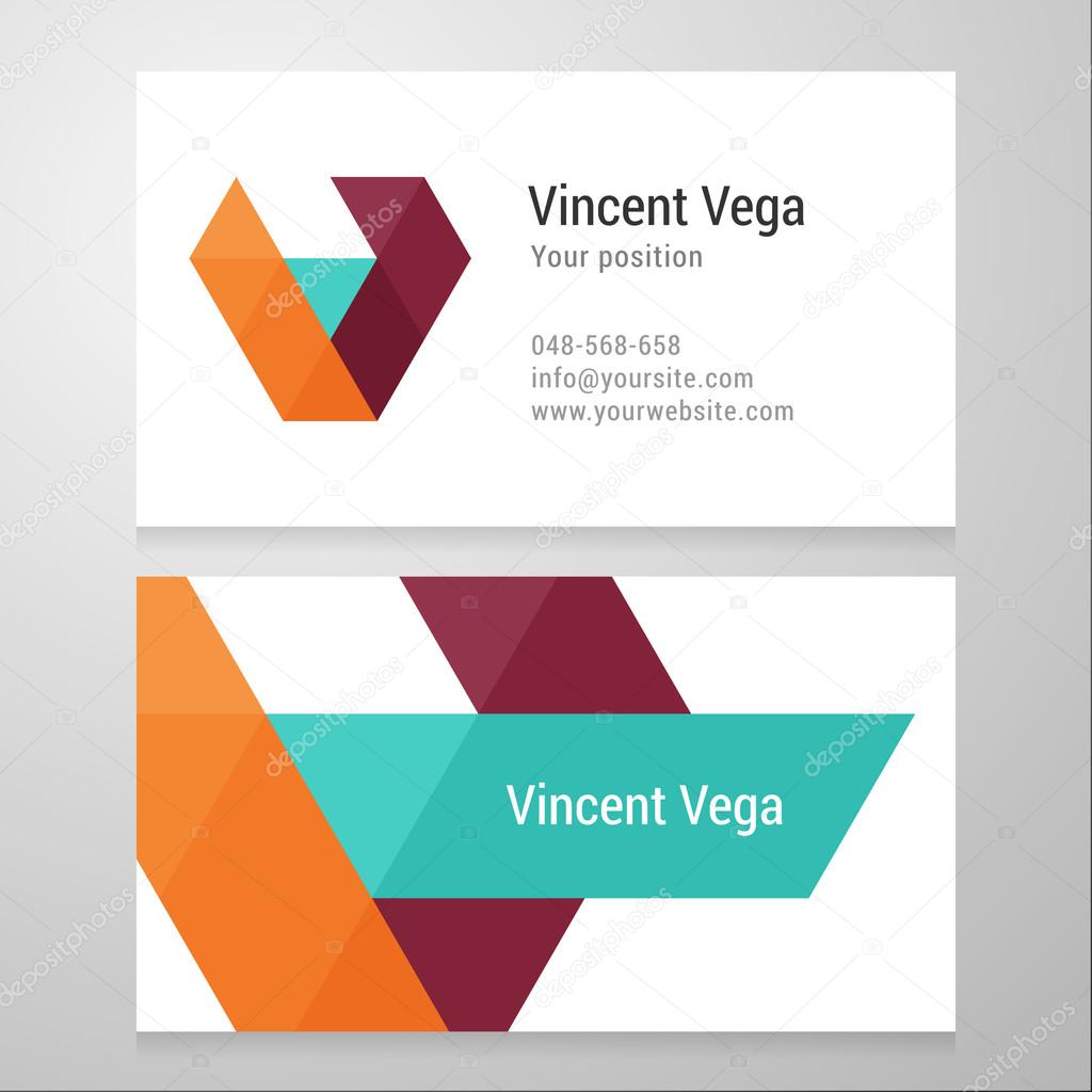Modern letter V Business card template