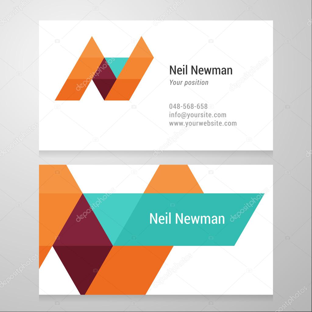 Modern letter N Business card template. Vector design. Layered, editable.