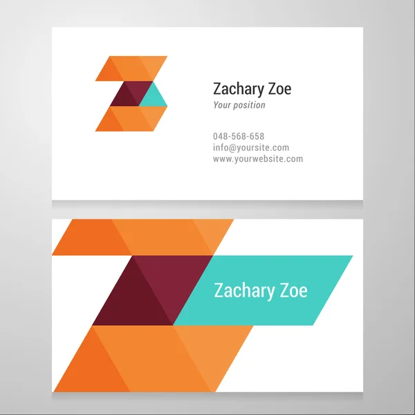Carta moderna Z Plantilla de tarjeta de visita . — Vector de stock