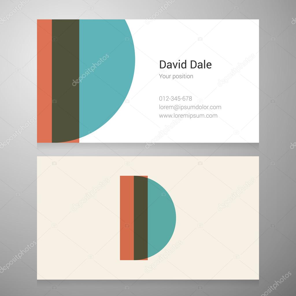 Vintage letter D icon business card template