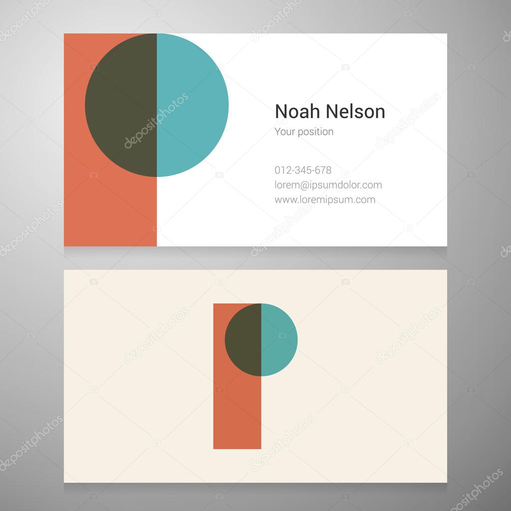 Modern letter P icon business card template. Vector design. Layered, editable.