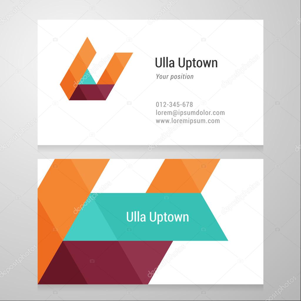 Modern letter U Business card template