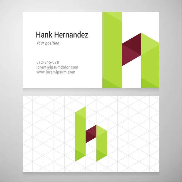 Modern letter H origami Business card template — Stock Vector