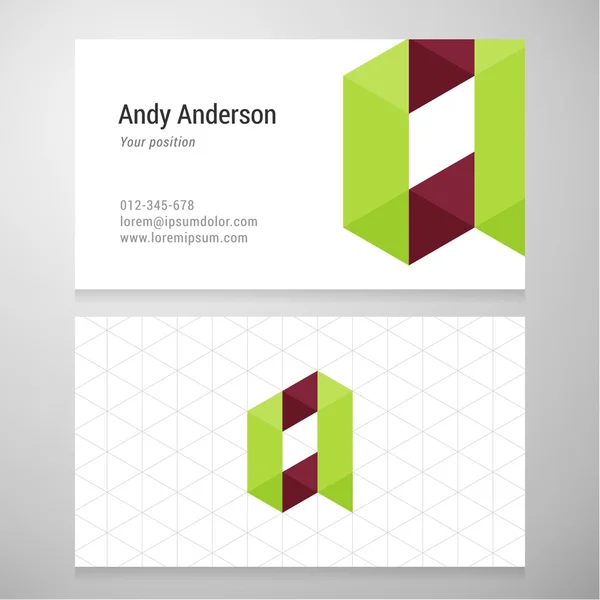 Modern letter A origami Business card template — Stock Vector