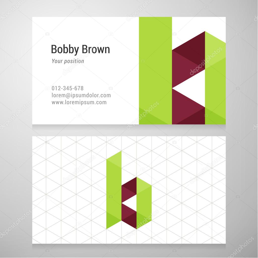 Modern letter B origami Business card template