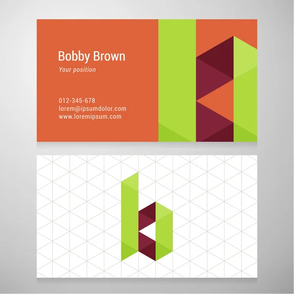 Modern letter B origami Business card template — Stock Vector