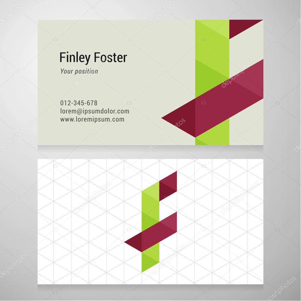 Modern letter F origami Business card template