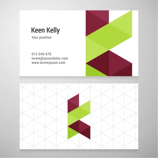 Modern letter K origami Business card template — Stock Vector