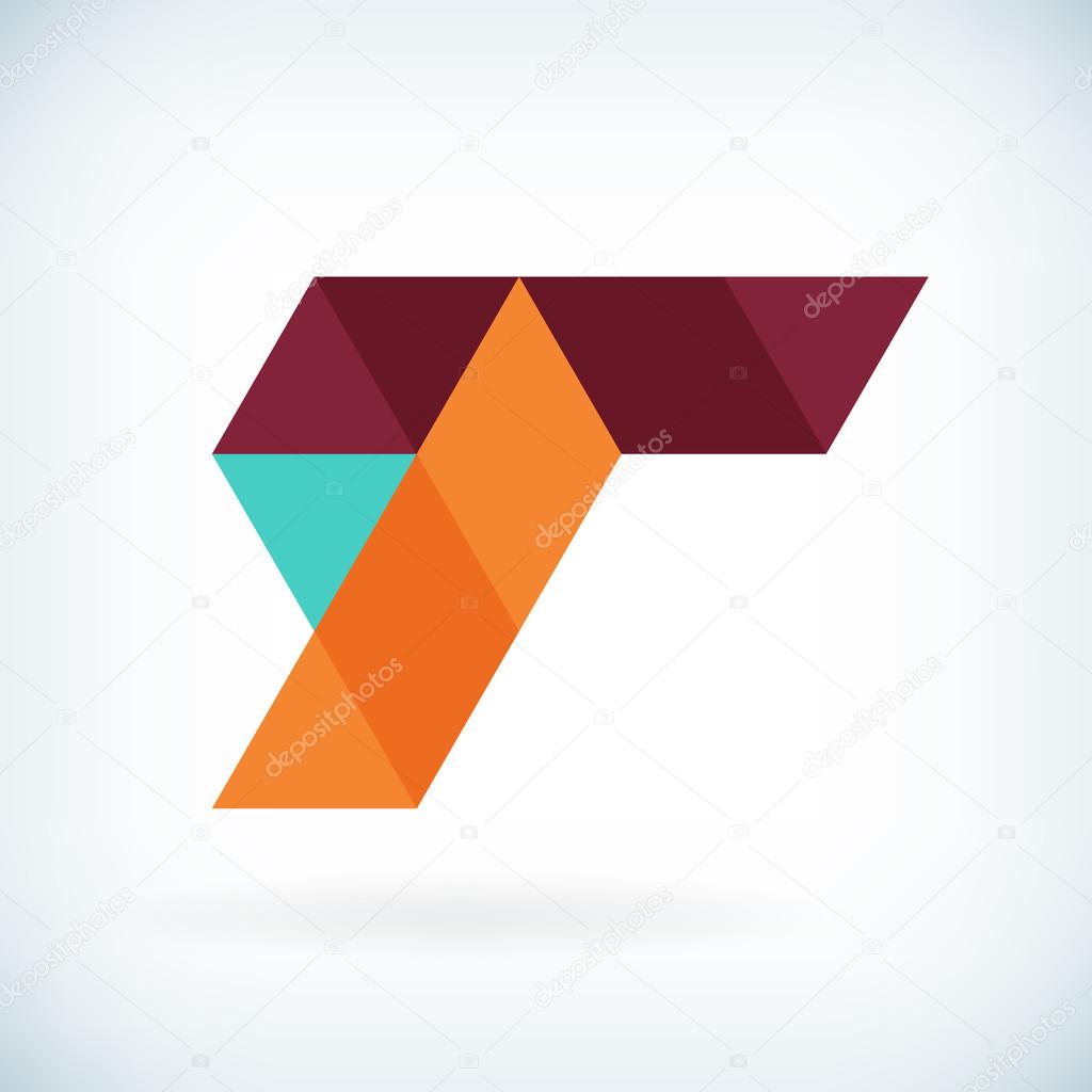 Modern letter T icon flat design element template 