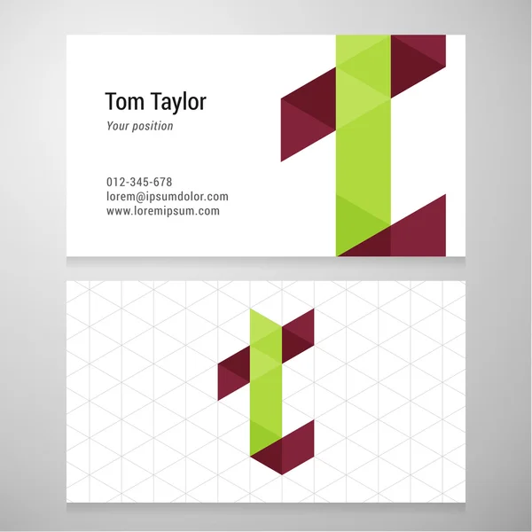 Modern letter T origami Business card template — Stock Vector