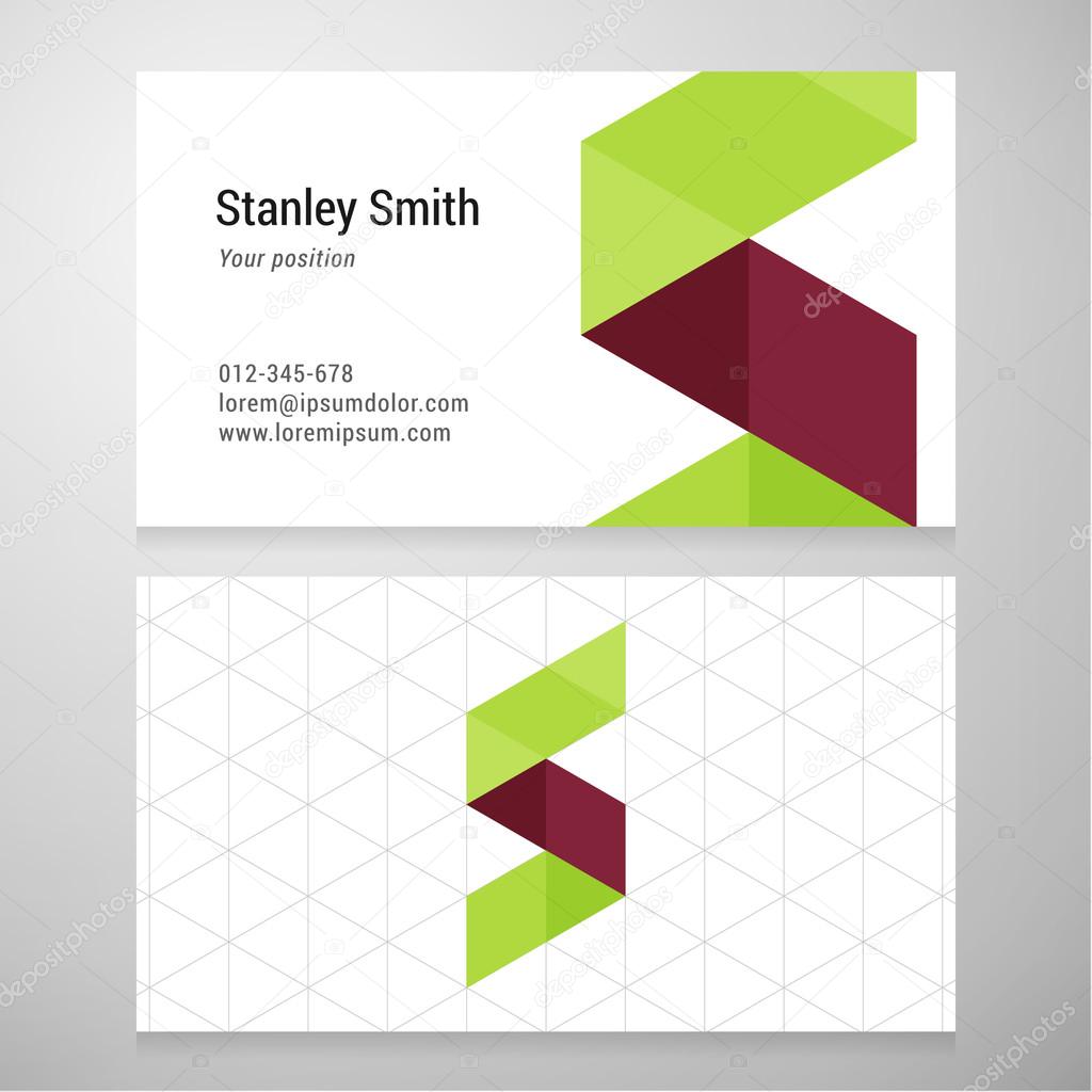 Modern letter S origami Business card template. Vector design. Layered, editable.