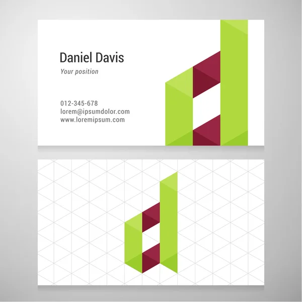 Modern letter D origami Business card template — Stock Vector