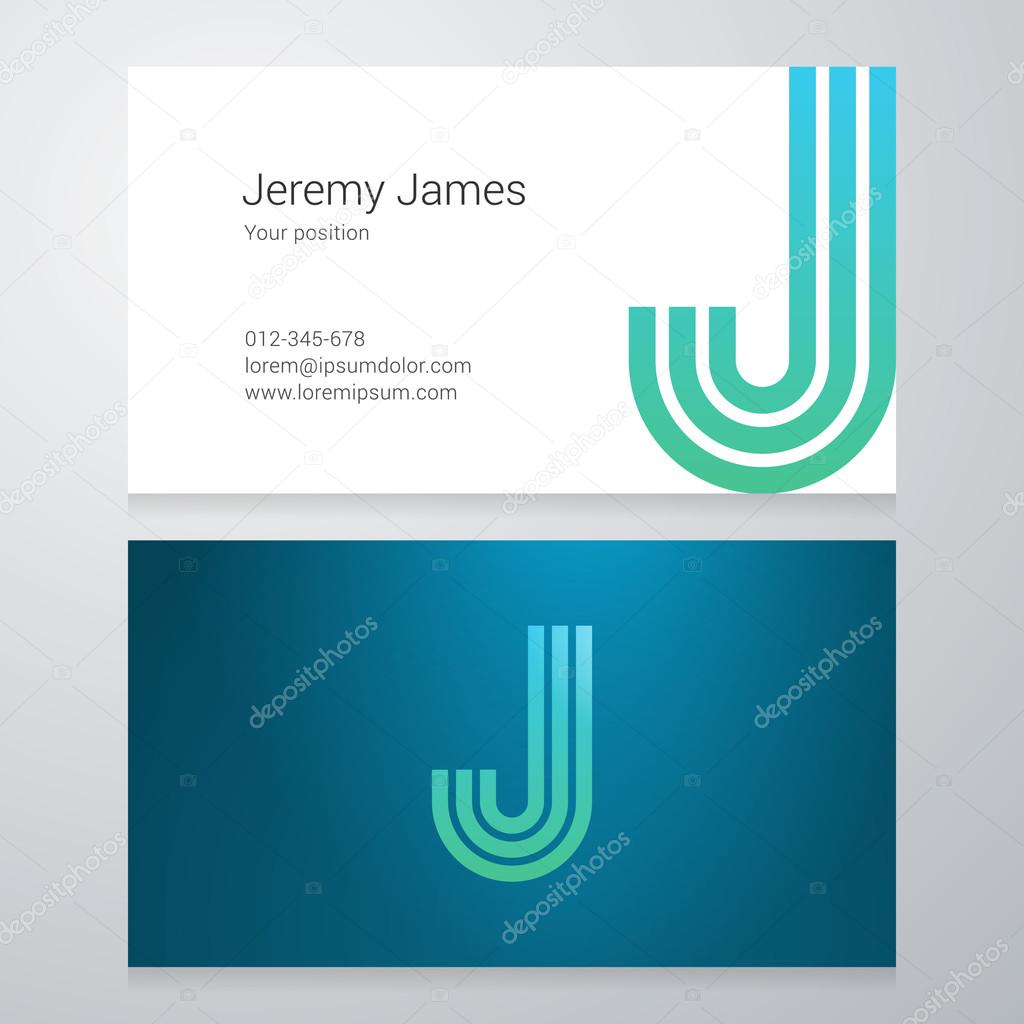 Design icon letter J Business card template. Layered, editable.