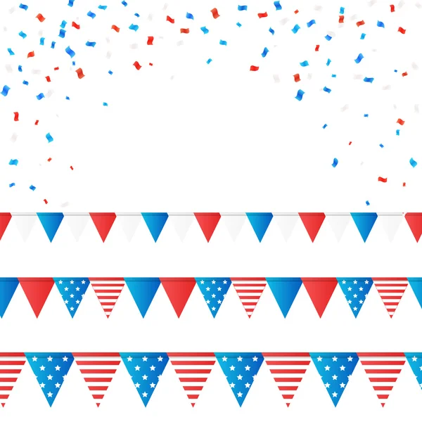 Vector independence 4 July element flags and confetti — Stock Vector