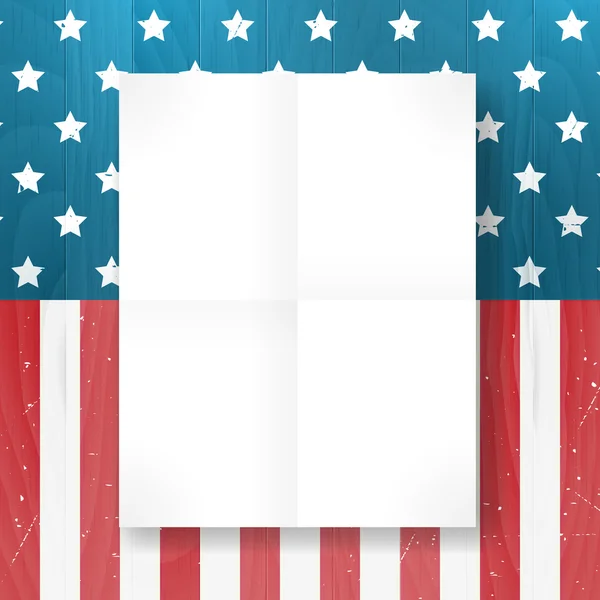 Vector vintage independence 4 July american flag on wood background — Stock Vector