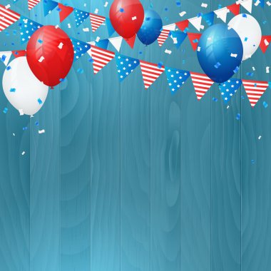 Vintage bağımsızlık 4 Temmuz Amerikan bayrağı ahşap arka plan üzerinde vektör 