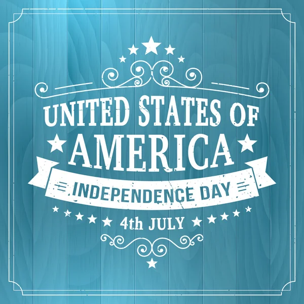 Cartel americano Vector vintage independencia 4 de julio sobre fondo de madera — Archivo Imágenes Vectoriales