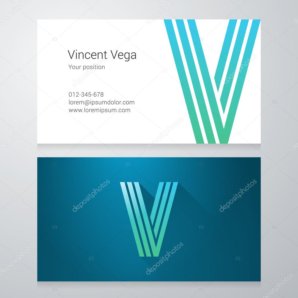 Design icon letter V Business card template. Layered, editable.