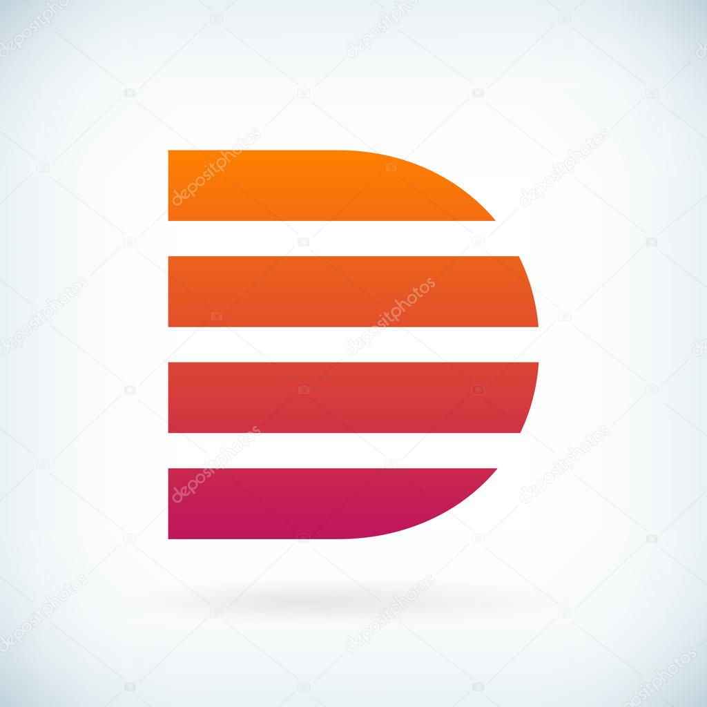 stripes letter D icon design element template 