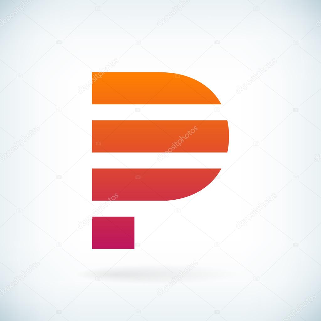 stripes letter P icon design element template 