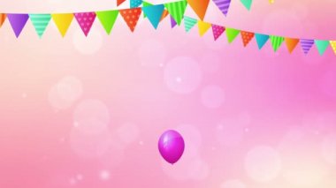 doğum günü döngü animasyonla baloons ve bayrakları.