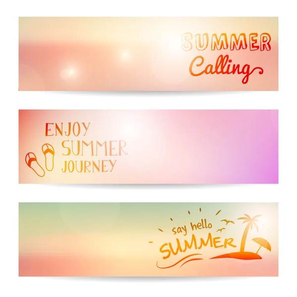 Set of summer sunset vector banner — Stock Vector